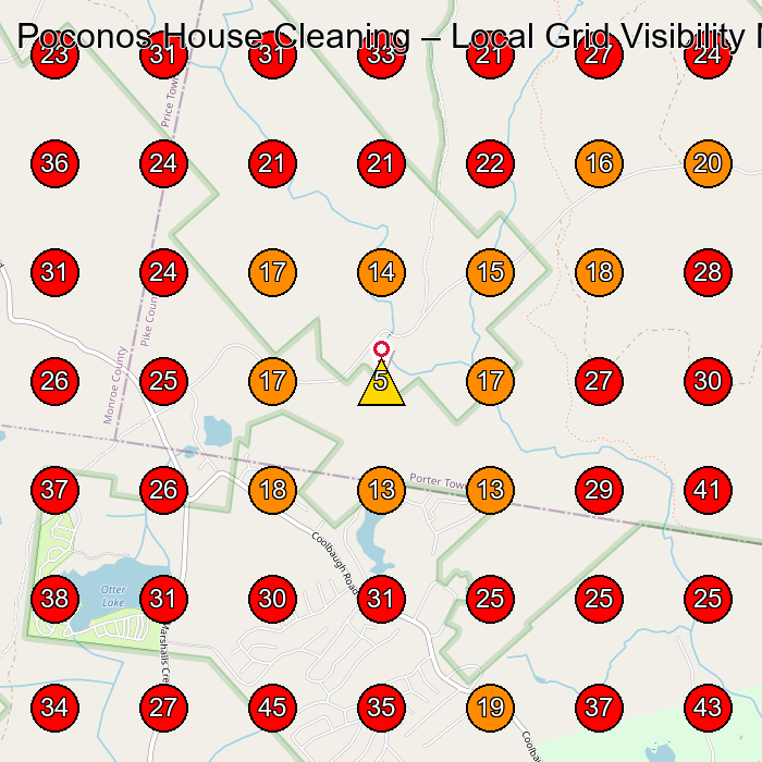 Poconos House Cleaning GeoGrid visibility map for Day Spa in Cresco